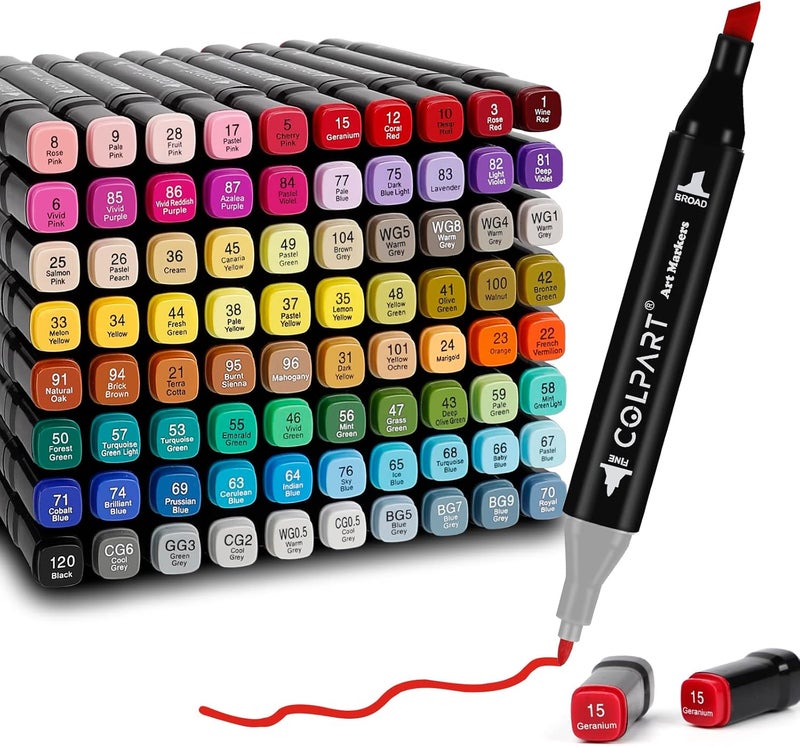 colart 80 Colors Alcohol Markers Dual Tip Art Marker Pens for Adult Coloring Painting Supplies Perfect for Painting, Coloring, Sketching and Drawing Christmas Gift Ideas - Image 1